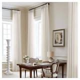 120 Inch Linen Curtains Pinch Pleated for Living Room Tall Windows Custom Made Pleat Drape with Hooks Rings Back Tab Privacy Semi Sheer Extra Long Linen Drape Curtains 120 Length Cream Ivory 10ft