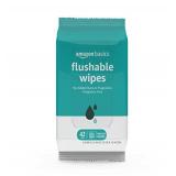 Amazon Basics Flushable Adult Toilet Wipes, Fragrance Free, 42 Count (Pack of 3) (Previously Solimo)