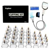 Cupluw Cupping Kit for Massage Therapy - 32 Cups Professional Chinese Cupping Set with Magnetics, Vacuum Cupping Therapy Set for Cellulite Reduction Muscle Pain Relief with Manual Pump