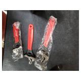 Adjustable Wrench Set Pipe Spanner: 6 8 10 Wide Jaw Black Oxide Wrench With Cushion Grip, Laser Marked Metric & SAE Scales, CR-V Steel for Professional