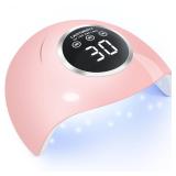 LadyMisty 72W UV LED Nail Lamp Light Dryer for Nails Gel Polish with 18 Beads 3 Timer Setting & LCD Touch Display Screen, Auto Sensor, Professional Nails, Pink