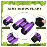 Libima 24 Pcs Binoculars for Kids Educational Compact Kids Binoculars with Neck String Toddler Telescope for Boys Girls Learning Bird Watching Camping Hiking Travel Safaris Birthday Gifts(Purple)