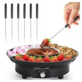 10oz MINI Electric Chocolate Melting Pot, Melting Fondue Set with 6PCS Forks, Cute Chocolate Fondue Fountain, Warmer Machine for Milk Chocolate, Cheese, Butter, Candy (Black)