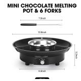 10oz MINI Electric Chocolate Melting Pot, Melting Fondue Set with 6PCS Forks, Cute Chocolate Fondue Fountain, Warmer Machine for Milk Chocolate, Cheese, Butter, Candy (Black)