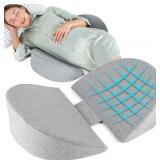 Pregnancy Wedge Pillow for Sleeping, Upgraded Memory Foam Maternity Pillow for Pregnant Women, Pregnancy Body Pillow with Cooling Removable, Washable Cover, Support for Belly,Back, Legs (Grey)