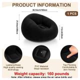 Realspring Inflatable Bean Bag Chairs for Adult Blow up Chairs Lazy Sofa Folding Portable Inflatable Chair for Movie Outdoor Room Bedroom Reading Camping(Black)