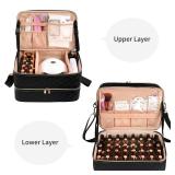 Ethereal Nail Polish Organizer Case Holds 50+ Bottles(15ml/0.5fl.oz) and Nail Lamp, Double Layer Nail Polish Storage Bag for Nail Kit, Manicure Tools, Black
