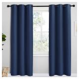 NICETOWN Blackout Draperies Curtains, Navy, 1 Pair, 42 x 78 inches, All Season Thermal Insulated Solid Grommet Top Blackout Curtains/Drapes for Kid