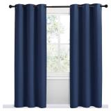 NICETOWN Blackout Draperies Curtains, Navy, 1 Pair, 42 x 78 inches, All Season Thermal Insulated Solid Grommet Top Blackout Curtains/Drapes for Kid