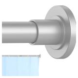 CorkLatta Silver Shower Curtain Rod 31 to 80 Inch,1 Inch Diameter Adjustable Spring Tension Stainless Steel Telescoping Rod,Easy Install,No Rust