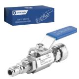 Raincovo Ball Valve Pressure Washer for Hot Water, Stainless Steel, 3/8 Quick Connect Shut Off Valve for High Power Washer Gun and Hose, 5000 PSI