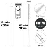 ALINK 10.5 inch Tritan Hard Plastic Clear Straws, Long Reusable Clear Replacement Tumbler Drinking Straws for 16 oz 20 oz 30 oz Stanley, YETI, Starbucks, Mason Jars, Set of 10 with Brush