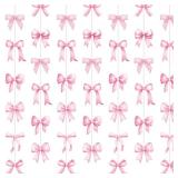 Daifunli 8 PCS Bow Decorations Bow Hanging Banners Garland Banners Paper Cutouts Ribbon Streamers for Birthday Bridal Engagement Bachelorette Wedding Party Decor(Pink)