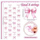 Daifunli 8 PCS Bow Decorations Bow Hanging Banners Garland Banners Paper Cutouts Ribbon Streamers for Birthday Bridal Engagement Bachelorette Wedding Party Decor(Pink)
