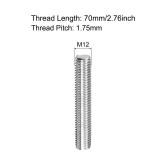 MECCANIXITY Fully Threaded Rod M12 x 70mm 1.75mm Thread Pitch 304 Stainless Steel Right Hand Threaded Rods Bar Studs 5 Pack