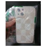 KANGHAR Compatible with iPhone 14 Case, Silicone Checkered Cute Pattern, Camera Protection Soft Slim Phone Case for Girls Women -White