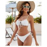 ZAFUL Women High Cut Bestselling Bikini Sets String Sexy Swimsuit Two Piece Underwire Bathing Suit Brazilian Cheeky Cut Out Cute Swimwear White S