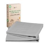 California Design Den 100% Organic Cotton Pillow Cases Standard Size/Queen Size Set of 2, Soft & Cooling, Percale Weave Cotton Pillowcases (Light Grey)