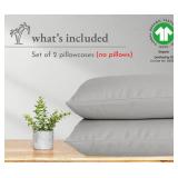California Design Den 100% Organic Cotton Pillow Cases Standard Size/Queen Size Set of 2, Soft & Cooling, Percale Weave Cotton Pillowcases (Light Grey)