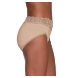Vanity Fair womens Flattering Lace Panties Underwear, Hi Cut - 3 Pack White/Beige/Navy Stripe, 7 US