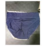 Vanity Fair womens Flattering Lace Panties Underwear, Hi Cut - 3 Pack White/Beige/Navy Stripe, 7 US