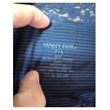 Vanity Fair womens Flattering Lace Panties Underwear, Hi Cut - 3 Pack White/Beige/Navy Stripe, 7 US