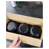 Hourleey Halloween Decorations, Set of 3 Witches Cauldron Serving Bowls on Rack, Black Plastic Hocus Pocus Candy Bucket Cauldron for Indoor Outdoor Home Kitchen Candy Holder Decor