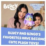 Bluey Chattermax Sound Effects Talking Plush, 10 Soft Toddler Toys, Interactive Singing Stuffed Animal with 6 Phrases, Baby Plush Toys for Kids