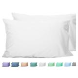 Sunflower King Pillowcases Set of 2, 100% Cotton King Pillow Cases 2, 20x40 inches Bright White, Soft and Breathable