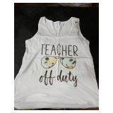 Funny Teacher Off Duty Sunglasses Last Day Of School Tank Top Ladies Large