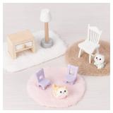 GOMAKERER 6pk Mini Plush Carpet, Mixed Color Mini Faux Fur Rug Fuzzy Plush Rug Minihouse Decoration Accessories for Living Room Nursery Home Decoration