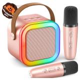 Mini Karaoke Machine for Kids Adults, Portable Bluetooth Speaker with 2 Wireless Karaoke Microphones,2025 TOP Birthday Gifts Toys for Girls 3, 4, 5, 6, 7, 8+Years Old Toddler Karaoke Player