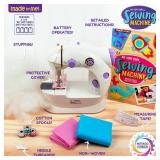 Made By Me My Very Own Sewing Machine for Beginner, Portable Battery Powered First Sewing Machine for Kids Ages 8+, Includes Fabric, Thread, Measuring Tape, & Stuffing,