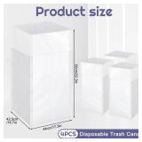 4 Count 40 Gallon Disposable Trash Cans with Waterproof Lining for Events, Reusable Sturdy Garbage Bins for Parties and Weddings, XL Size Trash Can Bin for Garbage and Recycling, 16 x 16 x 31 Inch