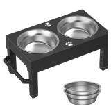Elevated Dog Bowls, 4 Height Adjustable Raised Bowl Stand with 2 Stainless Steel 7 Food Feeder Bowls for Small Medium and Large Dogs