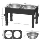 Elevated Dog Bowls, 4 Height Adjustable Raised Bowl Stand with 2 Stainless Steel 7 Food Feeder Bowls for Small Medium and Large Dogs