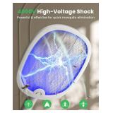 YISSVIC Electric Fly Swatter Foldable Bug Zapper Racket 2 in 1 Mosquito Killer with Purple Attractant Light Rechargeable 1800mAh for Indoor Home Backyard Patio Camping