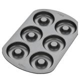 Wilton 6-Cavity Doughnut Baking Pan, Makes Individual Full-Sized 3 3/4 Donuts or Baked Treats, Non-Stick and Dishwasher Safe, Enjoy or Give as Gift, Metal (1 Pan)