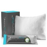 DreamyBlue Signature Pillow w/Adjustable Loft Shredded Memory Foam Fill Neutral Alignment for Side, Back, and Stomach Sleepers Washable Bamboo Rayon Cover CertiPUR-US Certified Foam (Queen)