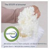 DreamyBlue Signature Pillow w/Adjustable Loft Shredded Memory Foam Fill Neutral Alignment for Side, Back, and Stomach Sleepers Washable Bamboo Rayon Cover CertiPUR-US Certified Foam (Queen)