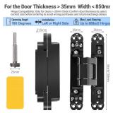 Upgraded Hidden Door Hinges (Pack of 2) 6 inch Black Invisible Hinges Concealed Hinge 3 Way Adjustable Secret Door Hinge & 180 Degree Swing Hinge (Only Suitable for Doors Thickness  35 mm)