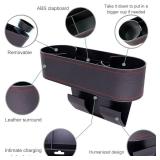 Car Cup Holder Seat Gap Organizer, Multifunctional Cup Drink Holders with PU Leather Cover,Side Insert Center Console Gap Filler Storage Box for Mug Bottle CellPhones Keys Coffee Coasters Cards
