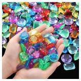 100 Pcs Toy Gems Pirate Treasure Jewels Bling Diamonds Jumbo Acrylic Large Fake Gems Vase Filler Multicolor Plastic Gemstones for Party Table Scatters Decorations Xmas Gift Filling Favors, 6 Styles