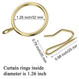 Hotop 60 Pieces 1.26 Inch Metal Drapery Curtain Rings Curtain Hanging Rings and 60 Pieces Metal Drapery Pin Hooks for Drapes Window Door Shower (Gold)
