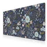 Samgula Office Desk Pads Floral Pattern Jumbo Mouse Pad Gaming Mousepad Large Mouse Pads The Desk Mat Non-Slip Rubber Base Waterproof with Stitched Edges 35.4 X 15.7 for Game Office,