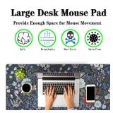 Samgula Office Desk Pads Floral Pattern Jumbo Mouse Pad Gaming Mousepad Large Mouse Pads The Desk Mat Non-Slip Rubber Base Waterproof with Stitched Edges 35.4 X 15.7 for Game Office,