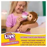 Little Live Pets My Baby Monkey Mango, 50+ Sounds and Reactions, Plush Interactive Monkey Toy Set with Accessories, Interactive Pets for Kids Ages 4+