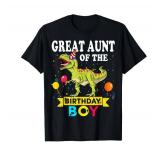 Great aunt Of The Birthday Boy Dinosaur T-Rex Family T-Shirt Medium
