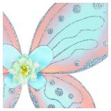 DJDLPARTY Girls Fairy Costume Set with Butterfly Wings Tutu Wand and Halo Headband (Teal, 3-5 Years old)