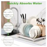 Large Stone Drying Mat for Kitchen Counter - 24x16 Quick Drying Fast Absorbent Non-Slip kitchen Dish Drying Mats, Friendly Foldable Diatomaceous Earth Mats for Dishes Cups,Match Any Countertop